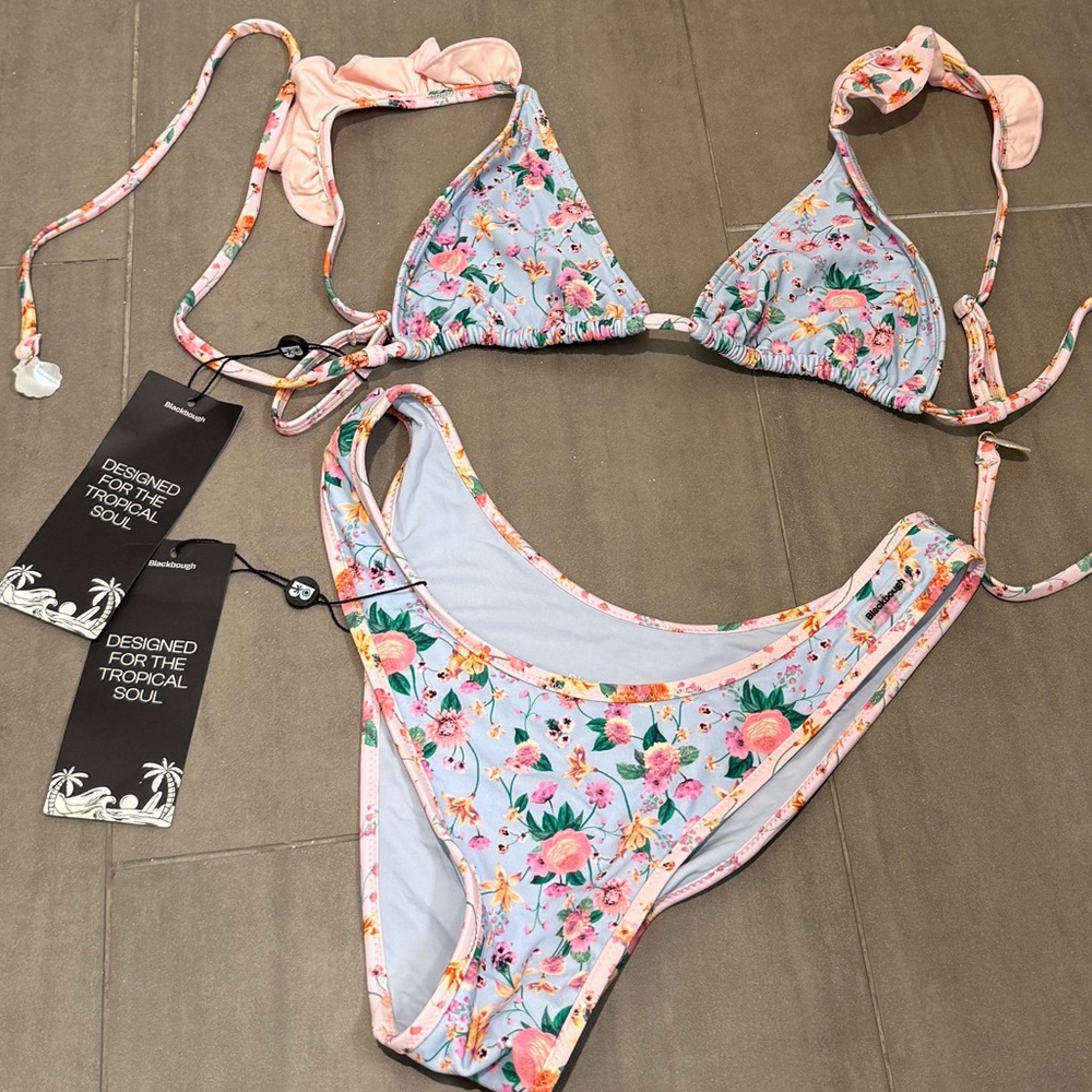 Floral Pink Triangle Bikini Set
